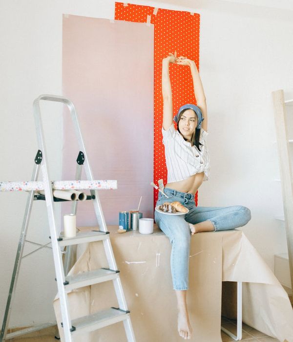 Modern renovation workspace with construction materials