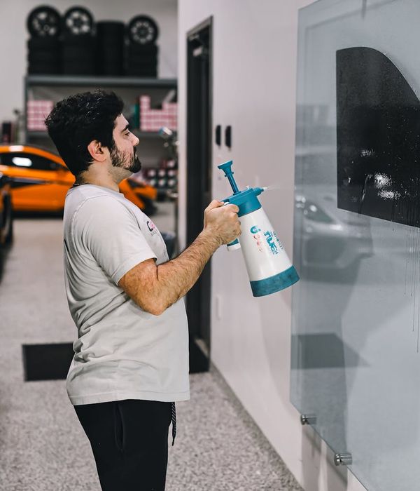 Modern workshop environment with professional tools and equipment organized